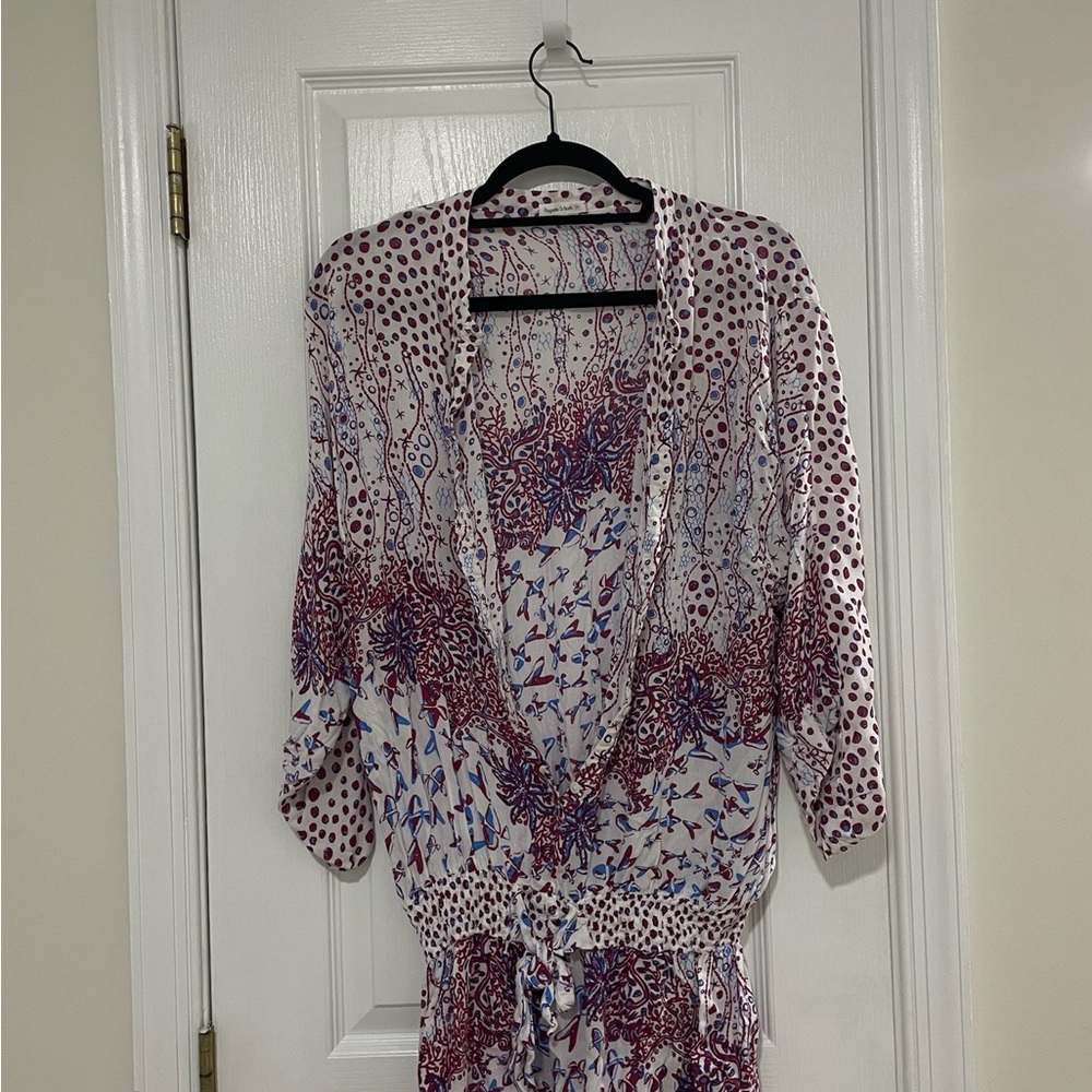 Poupette St. Barth Red and White Patterned romper